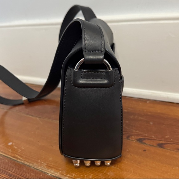 Alexander Wang SS16 Sample Lia Studded Crossbody Saddle Bag Silver Black Leather - Picture 5 of 16